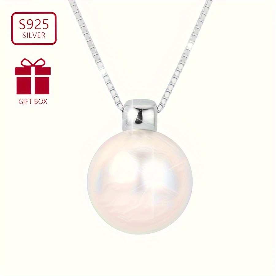 

1pc Vana Elegant Pearl Pendant Necklace, 925 Sterling Silver, Sexy & , Fashionable Clavicle Chain For Women, Ideal For Wedding & Banquet, Jewelry (. 2.7g)