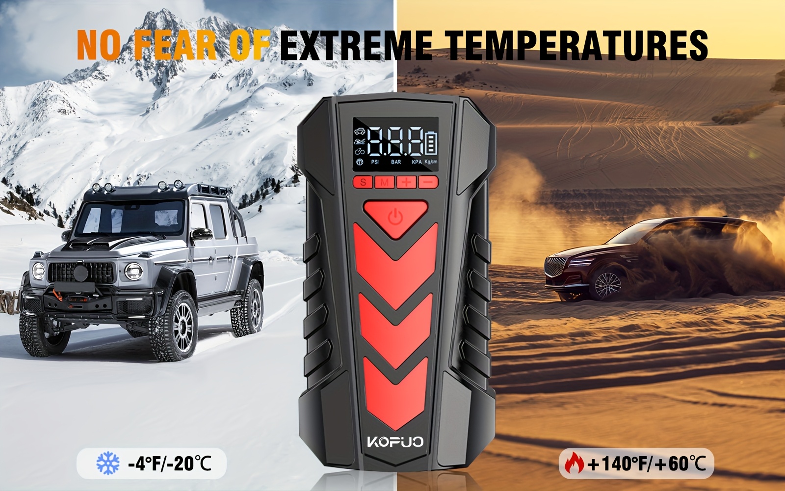     jump starter with   clamps &   -   9.0l/8.0 /  truck/suv/rv charger, 150psi cordless inflator, 3-mode led, 12v usb charger, 40°c  , portable &  , vehicle starting solution,   construction Product details 3