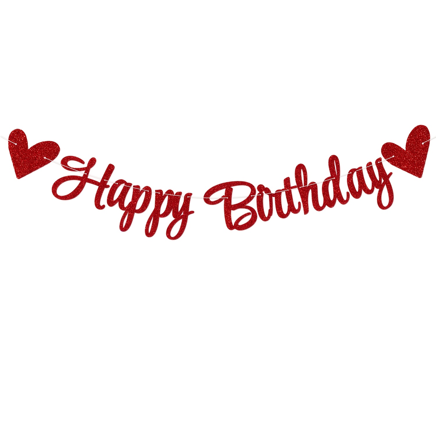 TEMU Happy Birthday Heart Banner, Black/golden/rose Golden/red/purple/royal Blue/pink Birthday Party Background Decorations, Children's Shower, Men,