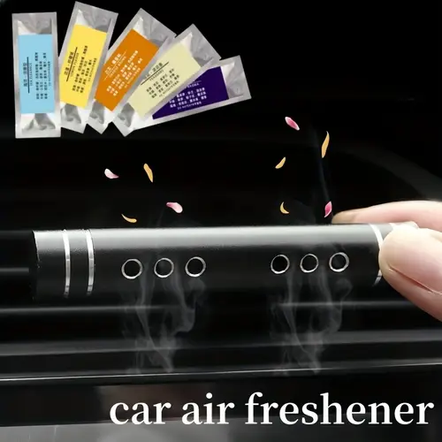6pcs car air freshener 1 aluminum alloy diffuser with 5 solid refill cores remove unpleasant odor car interior accessories