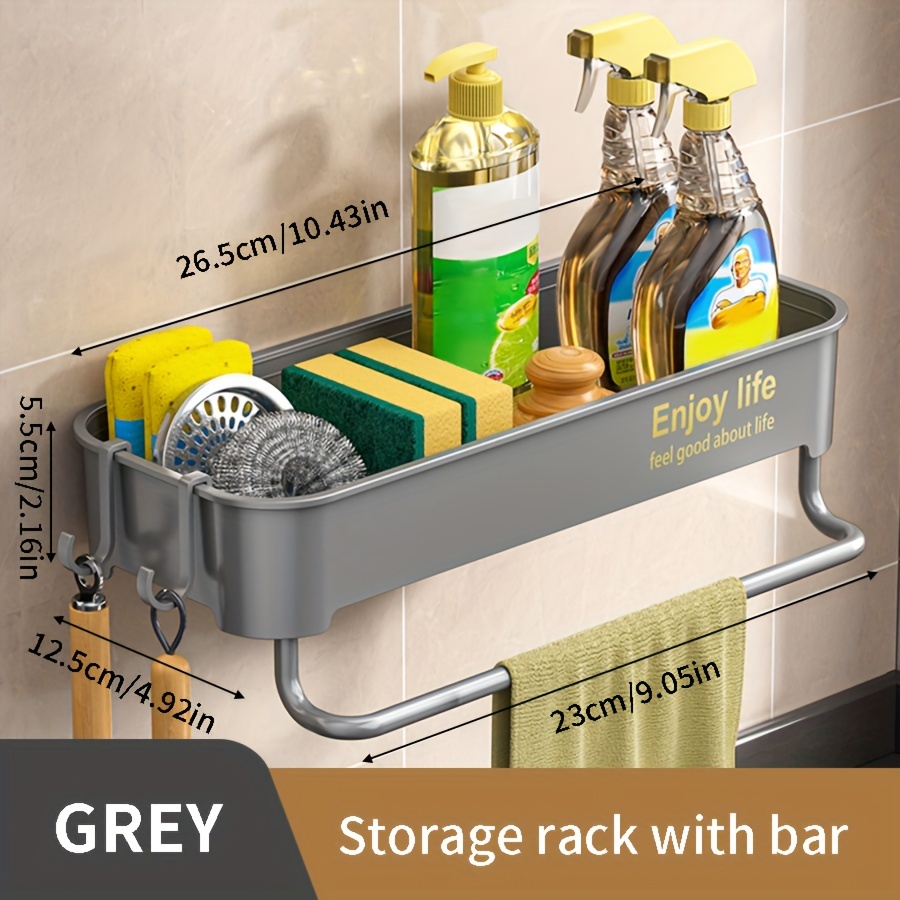 TEMU 1pc Easy-install Thick Kitchen Sink Organizer - , No-drill Storage Rack For Spices &