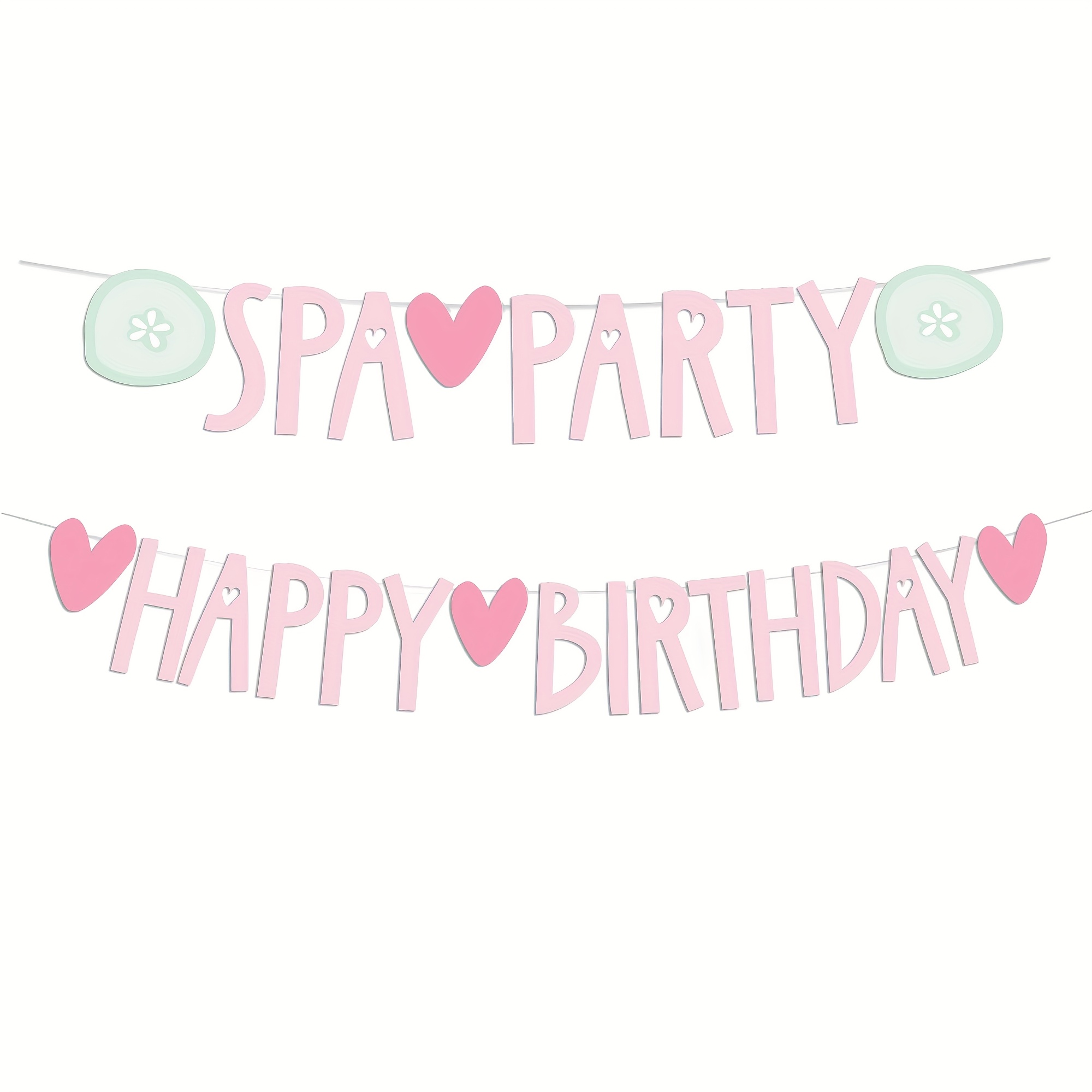 Spa Party Banner & Pink Happy Birthday Banner Set | Need DIY Happy Birthday Sign and Spa Party Decorations | Perfect for Sleepovers, Slumber, or Makeup Parties