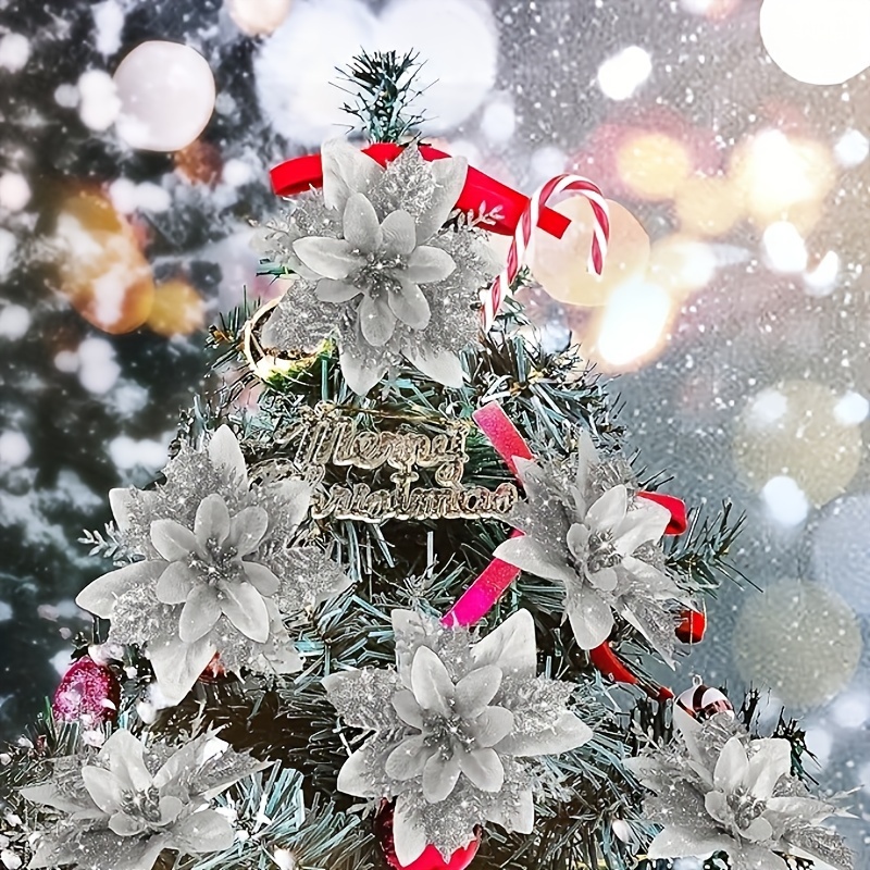 

10pcs Silvery For Christmas Tree Decor, & - No Needed, Featherless Ornaments, For