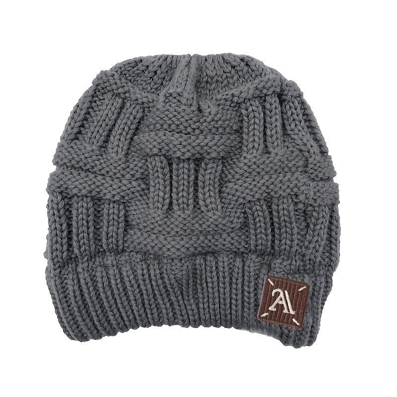 TEMU Un bonnet pour femme d'automne et d'hiver avec un trou pour queue de cheval - Un chapeau haut vide marqué, conçu pour les chignons désordonnés,