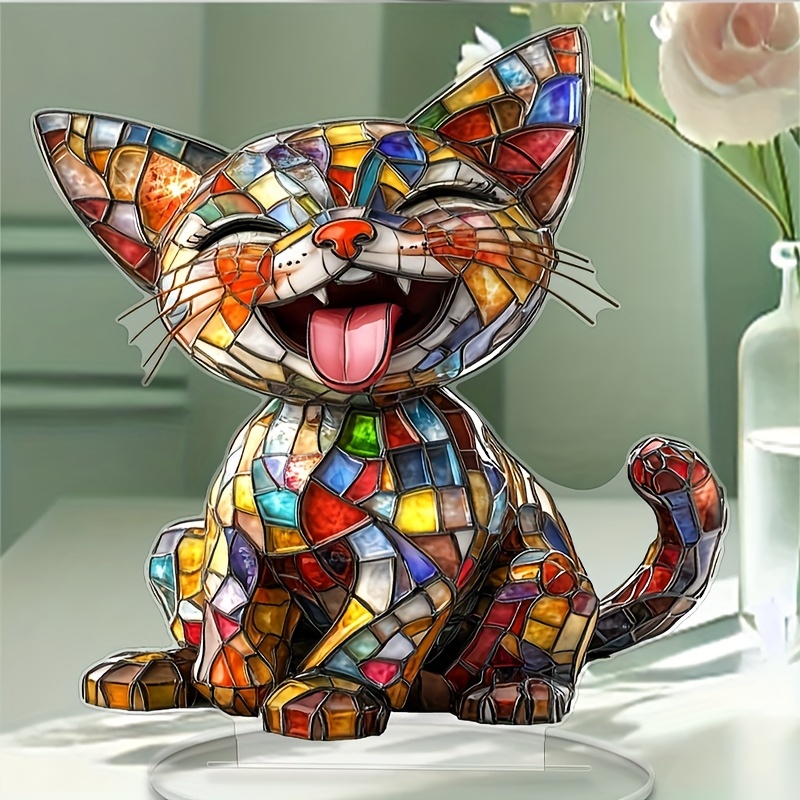 

1pc Cat Acrylic Desk Sign - 2d Flat, Acrylic Material, Featuring A Glass , Perfect As A Birthday Or Housewarming Gift For Cat Lovers, Ideal For Office Decoration And Animal-themed Parties.