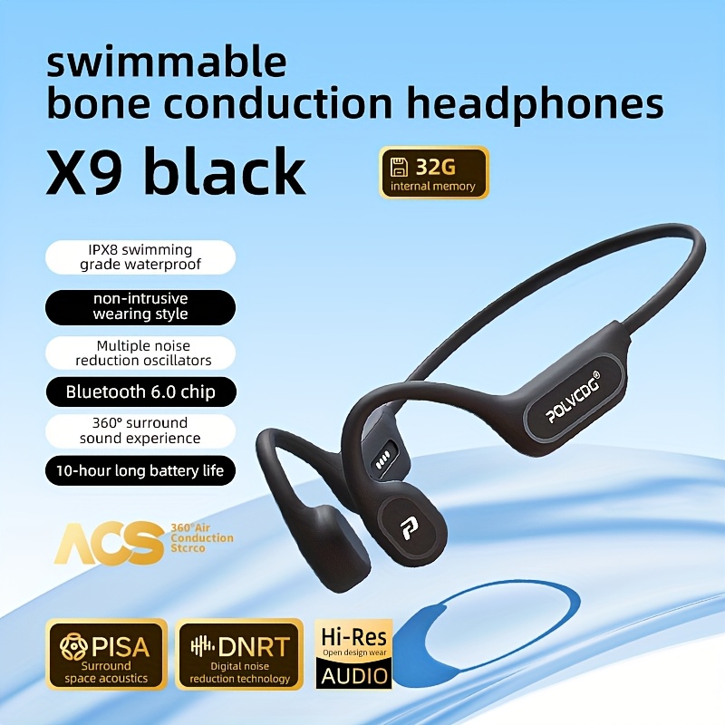 Image of Wireless Bone Conduction Open-ear Headphones Ipx8 With Built-in 32g High-quality Wireless Open-ear , Wireless Neckband Headphones With Call Microphone, 10-hour Long , Portable Design
