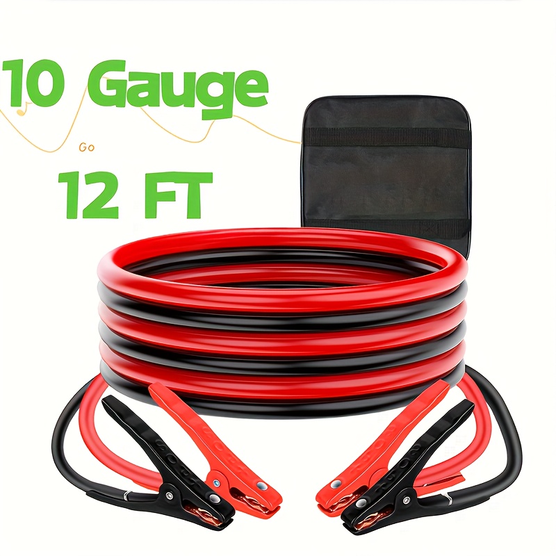 TEMU 16/20/25ft Jumper Cables For Car Battery Ft Booster Cable Heavy Duty 600 A Cca Jumper Cable With Carrying Bag For Pickup Truck Rv Suv