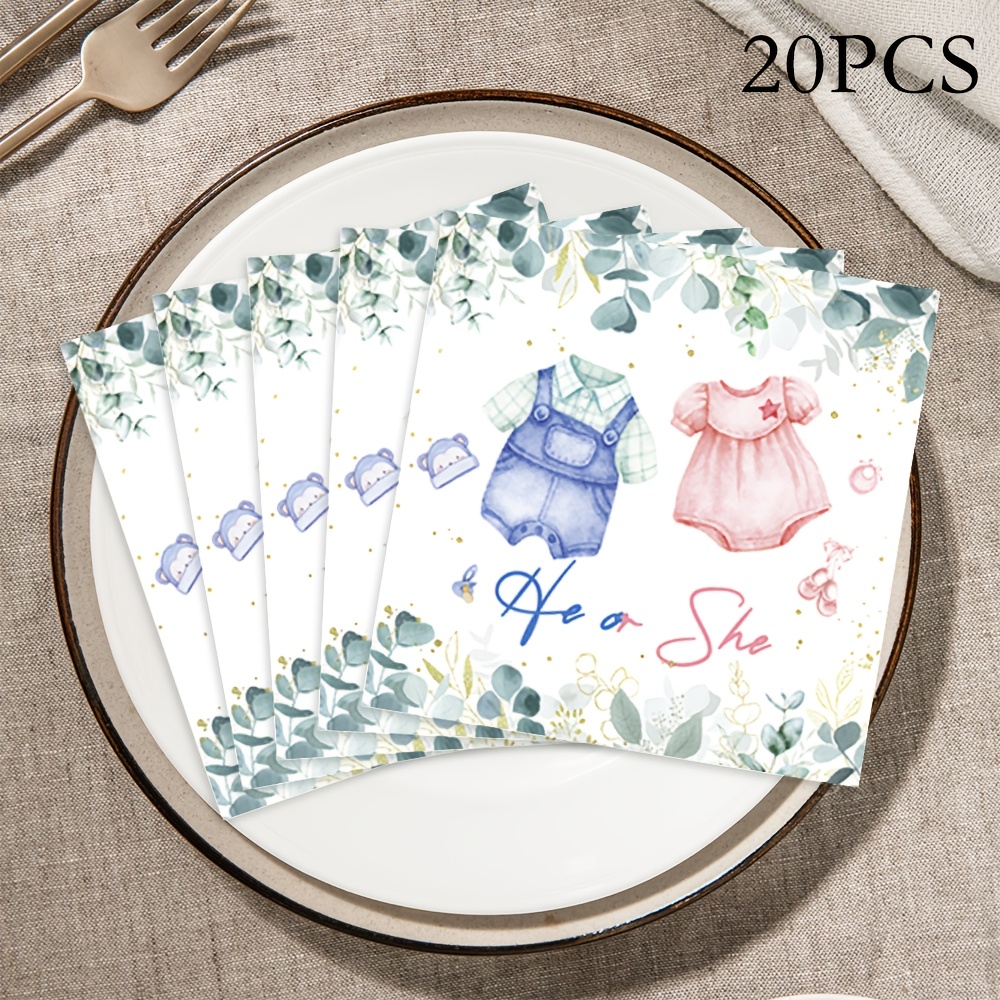 Image of 20pcs Gender Reveal Party Napkins, Party Supplies, Holiday Decorations, Suitable For Gender Reveal Parties, Picnics, Restaurants, Kitchens, And Party Decor For Halloween、christmas