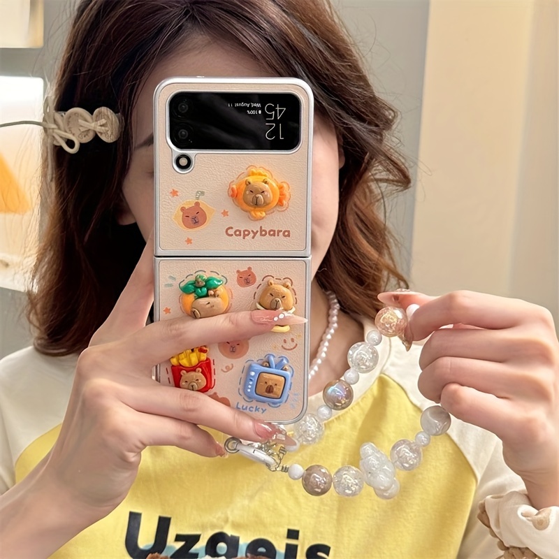 

Coque Pliable 3D avec Tête d' Cartoon et Chaîne pour Samsung Z Flip 6 5 4 3