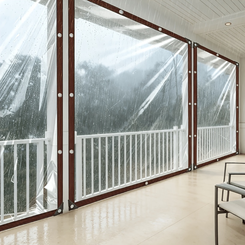 TEMU Bâche de jardin transparente, tissu pare-soleil et coupe-vent résistant au froid, toile transparente pour gazebo extérieur, bâche transparente