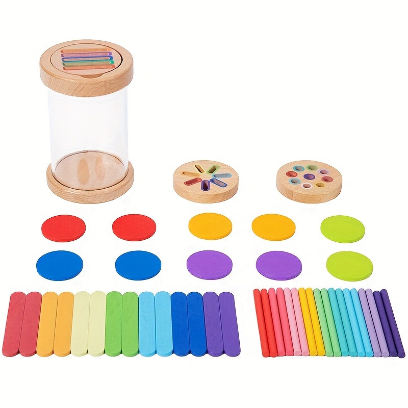 Image of -in-1 Color Sorting Tube Game, Coin Tossing, Stick Drawing And Other Multi-colored Components, 1 Set Unlocks Multiple Game , Turning Sorting Game Into Color Lesson Math Lesson And Lesson