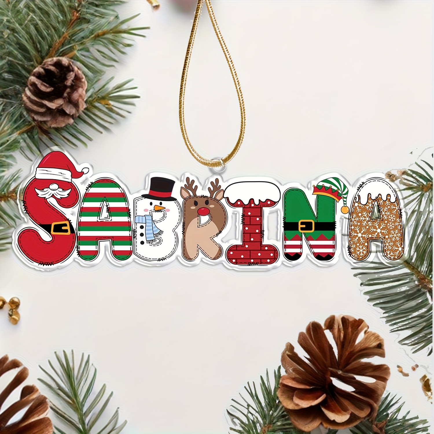 TEMU Plat 2D, 1 Ornement de Noël Personnalisé avec Nom de Dessin Animé, Ornement à Nom Personnalisé, Cadeau de Noël, Décoration, Décor de Fêtes