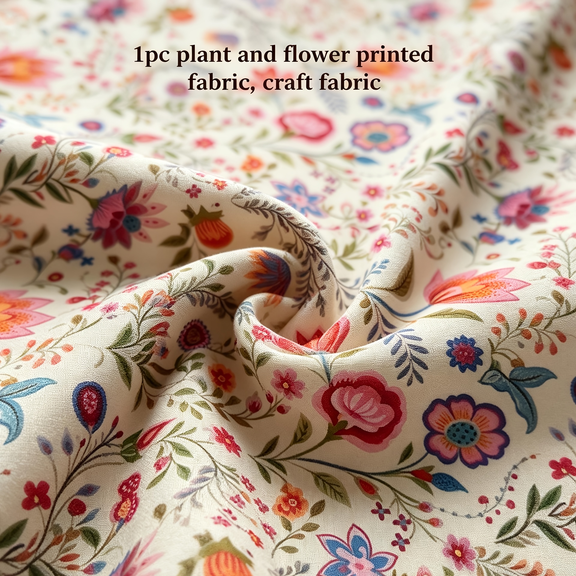 TEMU 1pc Printed Fabric Featuring Botanical And Floral , Available In Various Sizes. A Single-sided Printed Fabric Created Through The Clever