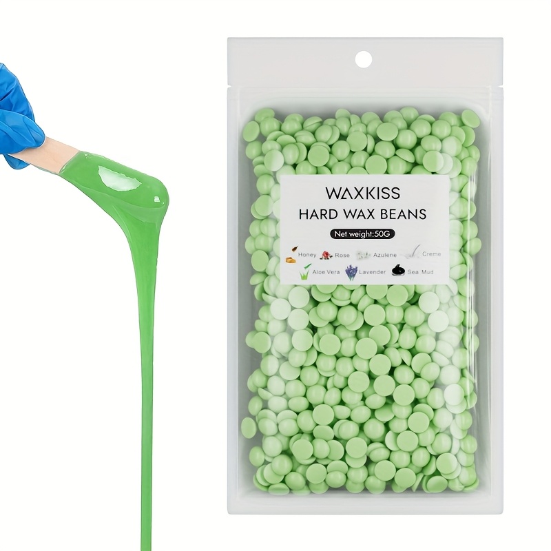Image of Waxkiss 50g Aloe Vera Scented Wax Beans - Gentle Formula For Women, & Fast Hair Removal For Face, Underarms, Legs & Body, Travel-friendly Portable Pack, Ideal For Home & Use