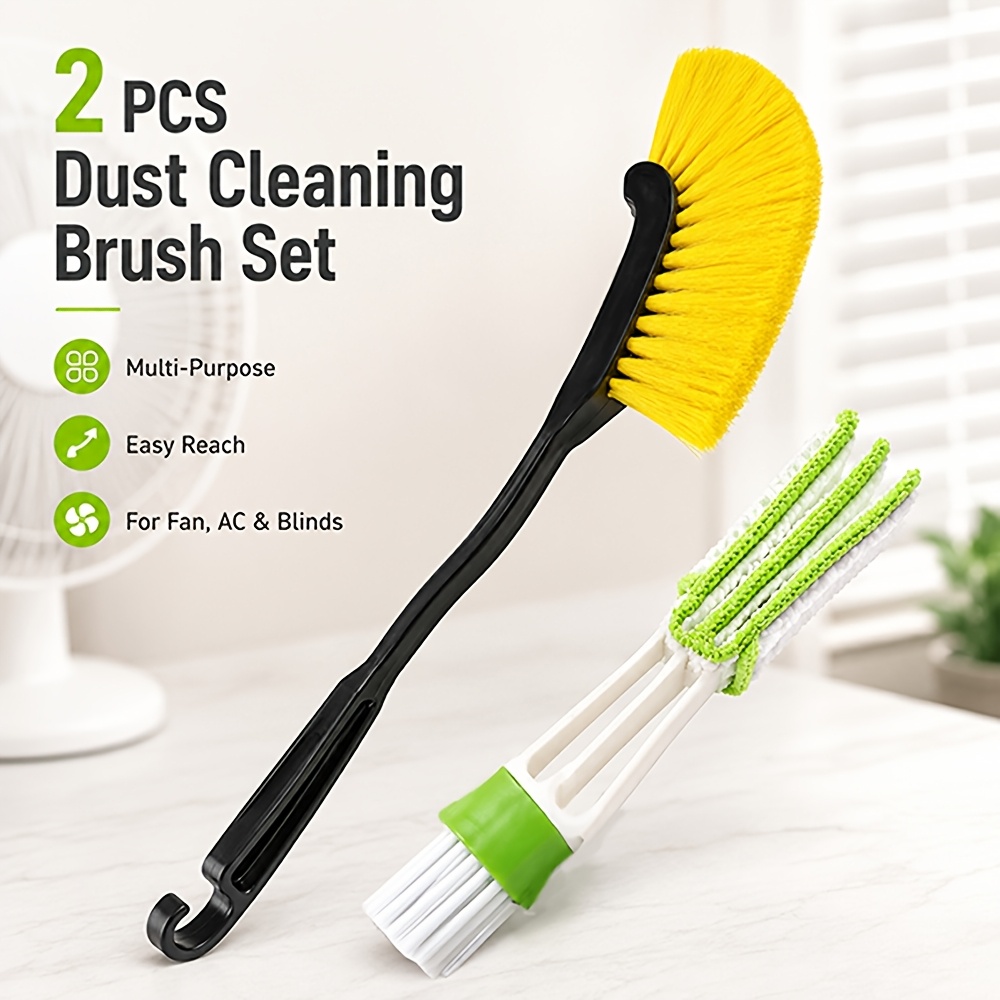 2pcs home fan dust brushes suitable for cleaning fans air conditioners blinds and window tracks   ideal for living rooms bedrooms bathrooms and cars