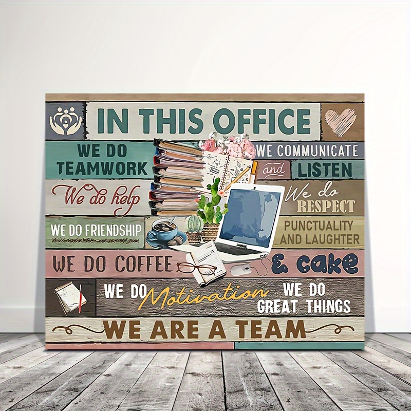 

I1pc Wooden Framed Canvas Painting, Wall Art For Office Motivational Quotes Wall Decor In This Office Coffee, Book And File Canvas Wall Decor Framed Modern Office 11.8inch*15.7inch