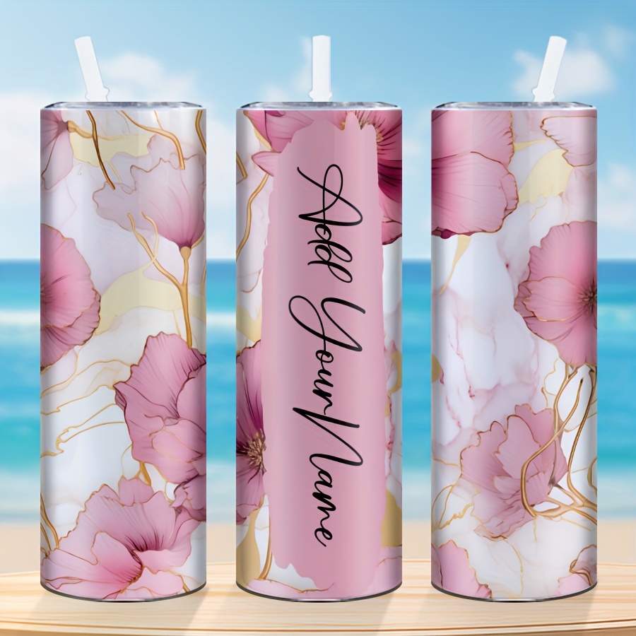 

Customizable 20oz Stainless Steel Tumbler With Straw, Floral Personalized Insulated Travel Cup With Lid, Gift For Friends And Family, Perfect For Birthday, Holiday, And Party Presents - Pack Of 1