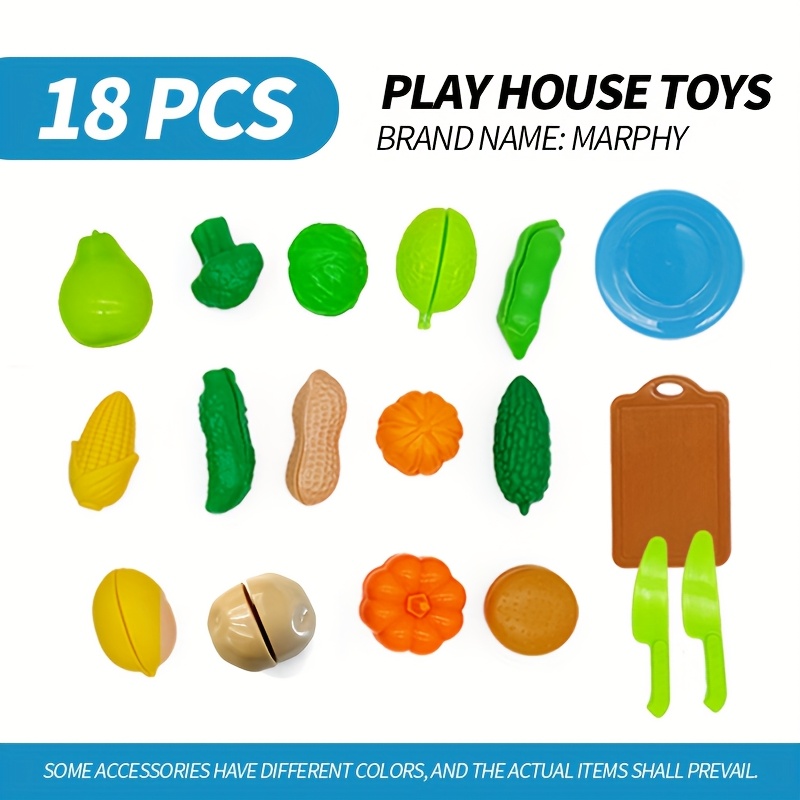 Advanced Simulation Kitchen Toy Set, 18 Pieces Large Cutting Fruit And Vegetable Set - Fun Food Simulation Toys For Children's Skills Development, For Birthday Parties [products And Colors Are Random]