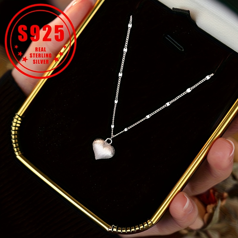

S925 Minimalist Sterling Silvery Wire Heart Pendant Necklace With , High-end And , Wear, Chain Accessories, Gifts For Men And Women.