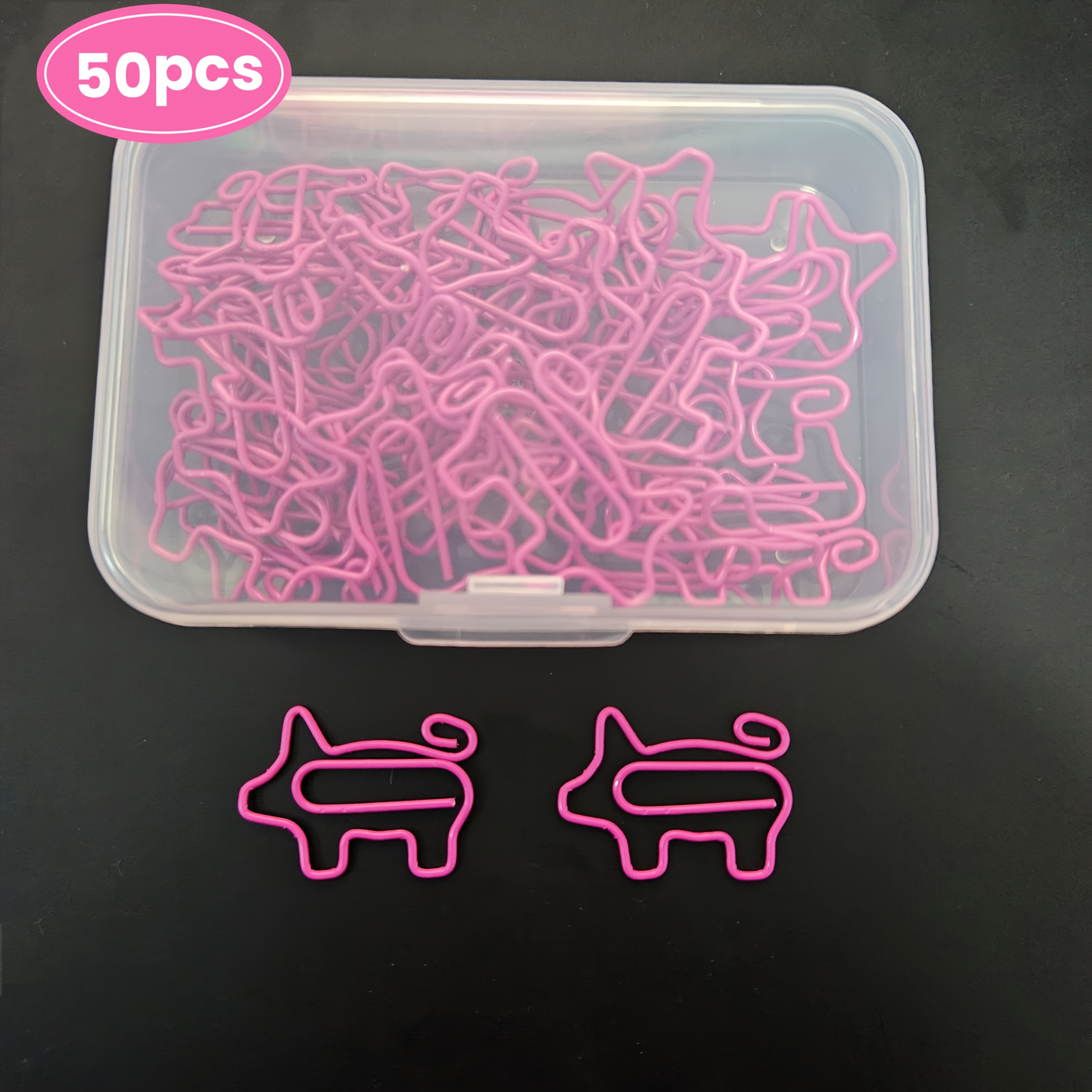 Pink Pig-shaped Paper Clips 30pcs/60pcs/50pcs/100pcs/200pcs Cute Animal Shape Bookmark Clips Metal Holder Creative Office Supply(plastic Box Packing)