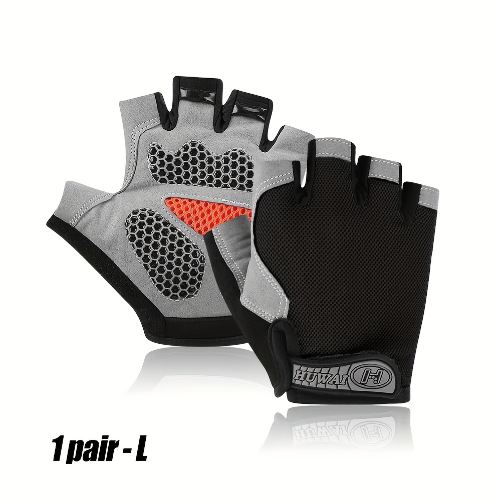 E-shop 1 Paar Fitness-Handschuhe, mit Silikon-Handballenpolstern, rutschfeste atmungsaktive Fahrradhandschuhe, geeignet für Radfahren, Gewichtheben,