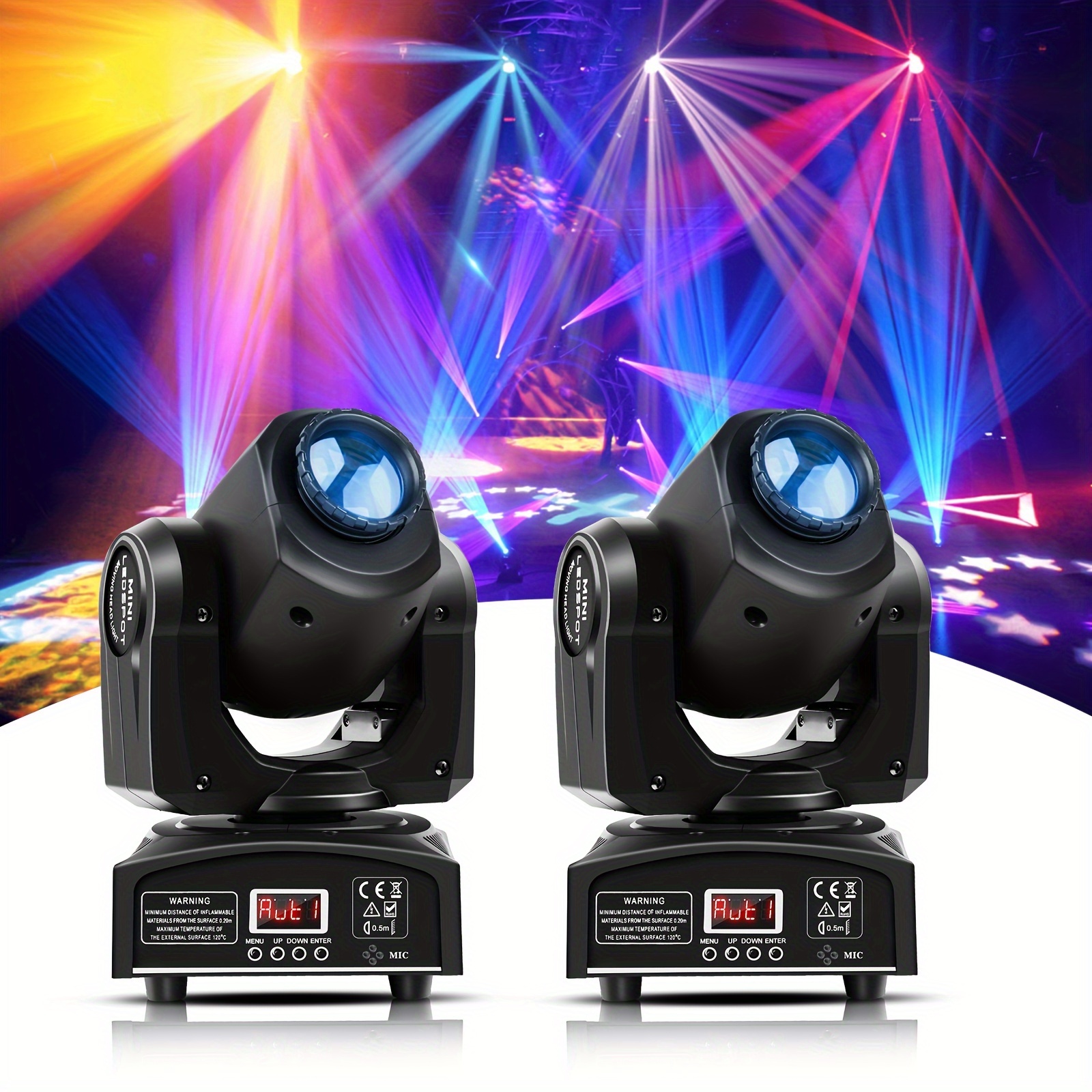 TEMU Lumière de DJ à tête mobile LED pour soirée RGBW avec 8 , effet secouant disco, télécommande et contrôle, projecteur à activation pour église,