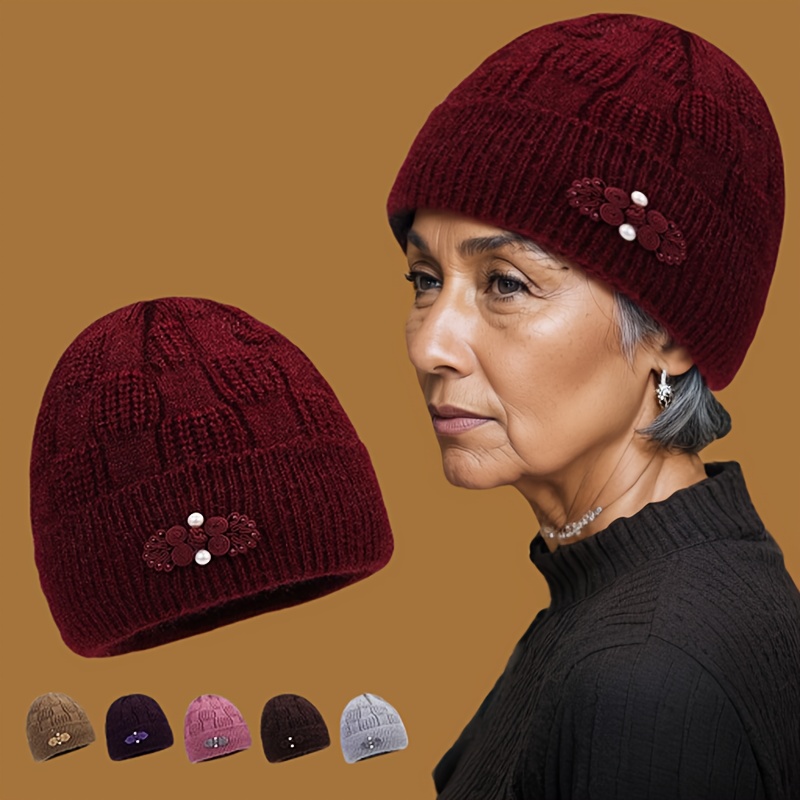 

Warm And Velvet Knitted Hat For Middle-aged And Elderly Autumn And Winter. Comfortable And Close-fitting, It Can Outdoors. A Perfect Gift For Mom And Grandma In Year.