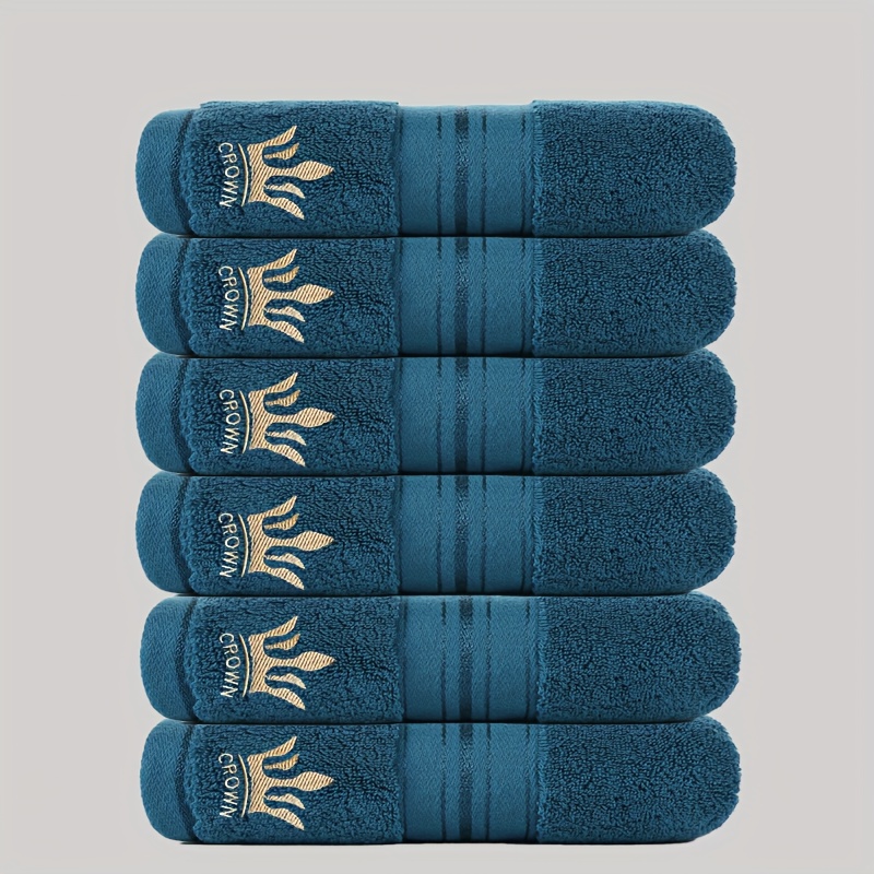 6pcs Bath Towel Set, 35*75cm / 13.7*29.5 inches, Crown Embroidered Pure Cotton Towels, 100% Cotton Material, Quick-Dry and Absorbent