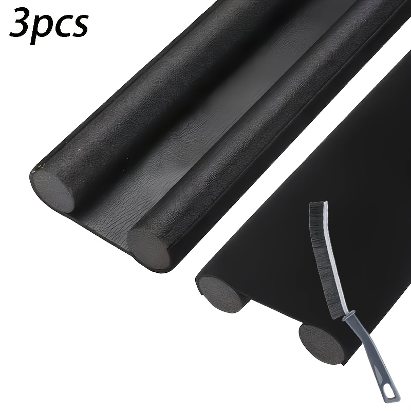 TEMU 3pcs Set: 2 Soundproof Door Seals + 1 Random Color Brush. Soundproof Door Seal For Windproofing And Noise Reduction. Durable Foam Material For