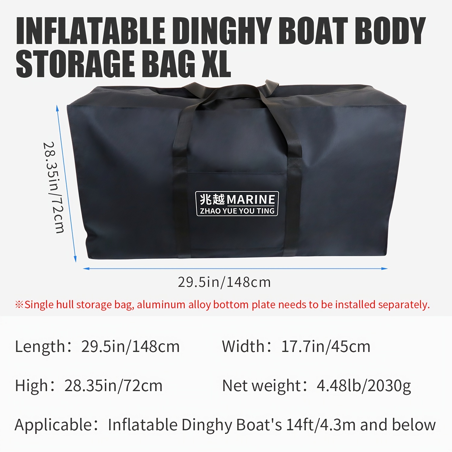 Image of Kosetu 4 Sizes 180l/270l/365l/506lblack Oxford Cloth Inflatable Boat Pvc Hull Storage Bag Foldable - - On The Shoulder - Put Of The Car