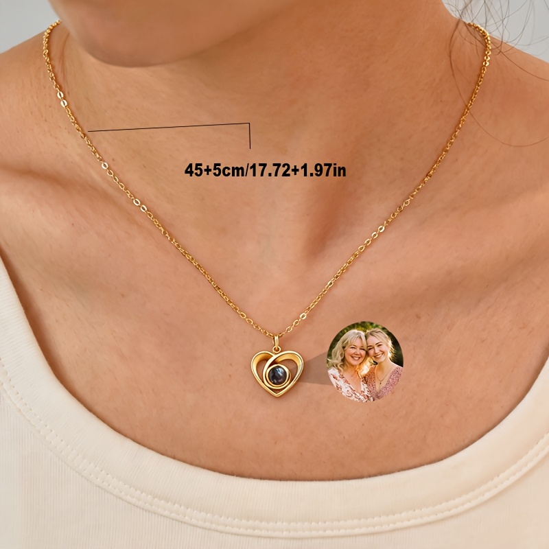 Custom Photo Necklace with Heart Projection Pendant