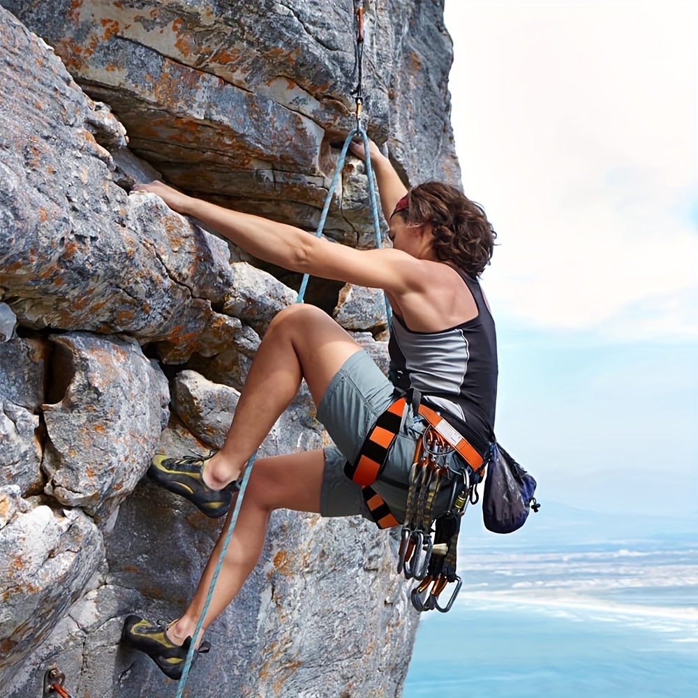  adjustable climbing harness half body design for caving rock climbing rappelling tree protection made with durable nylon details 2