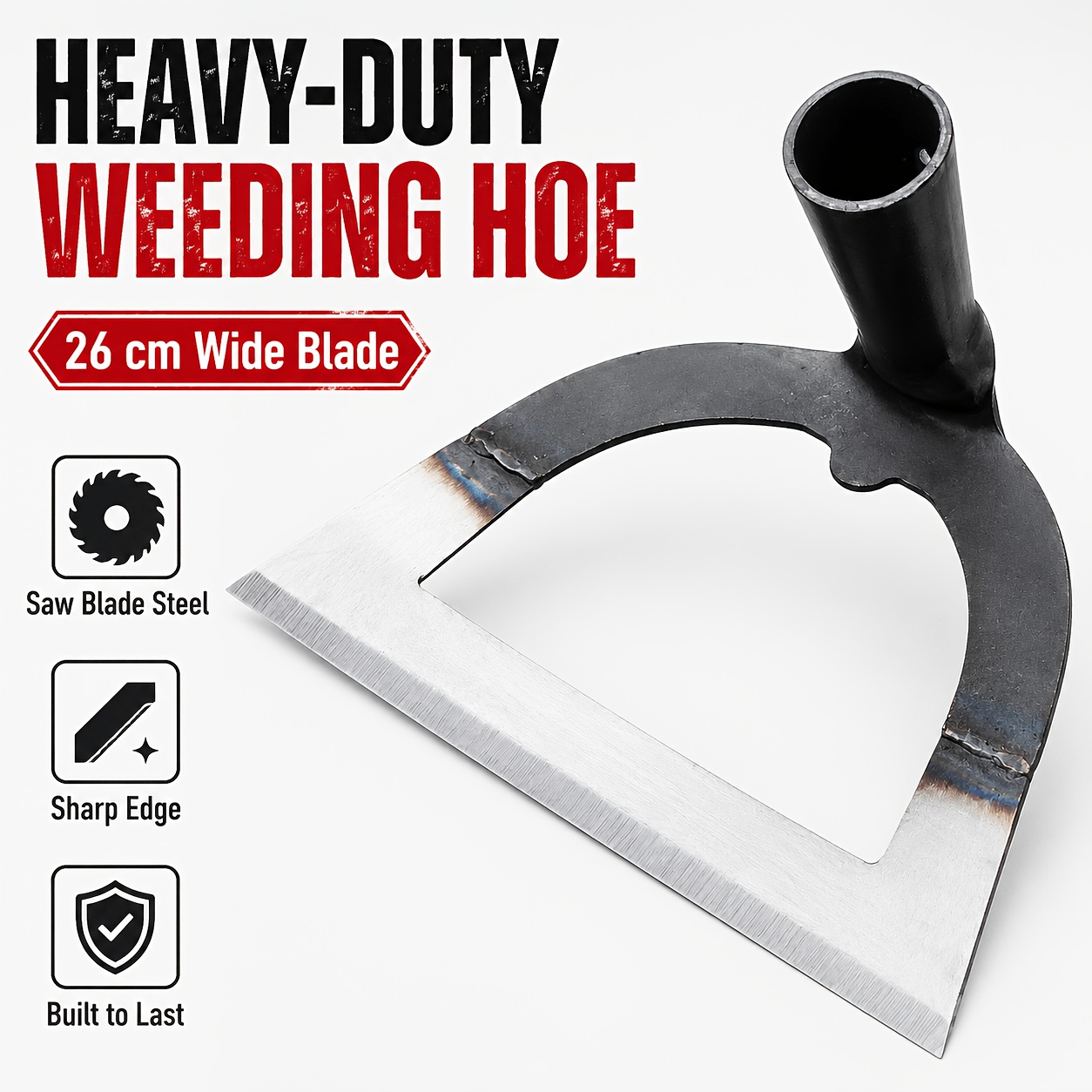 TEMU Heavy-duty Hollow Weeding Hoe With Long Wooden Handle, Wide Blade Garden Weeder For Surface Weeding, Soil Loosening, Vegetable Beds, Flower