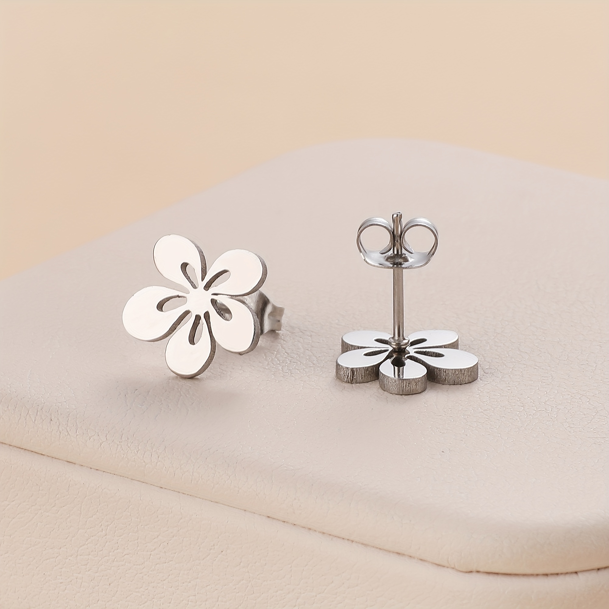 316l Stainless Steel Flower Earrings For Women