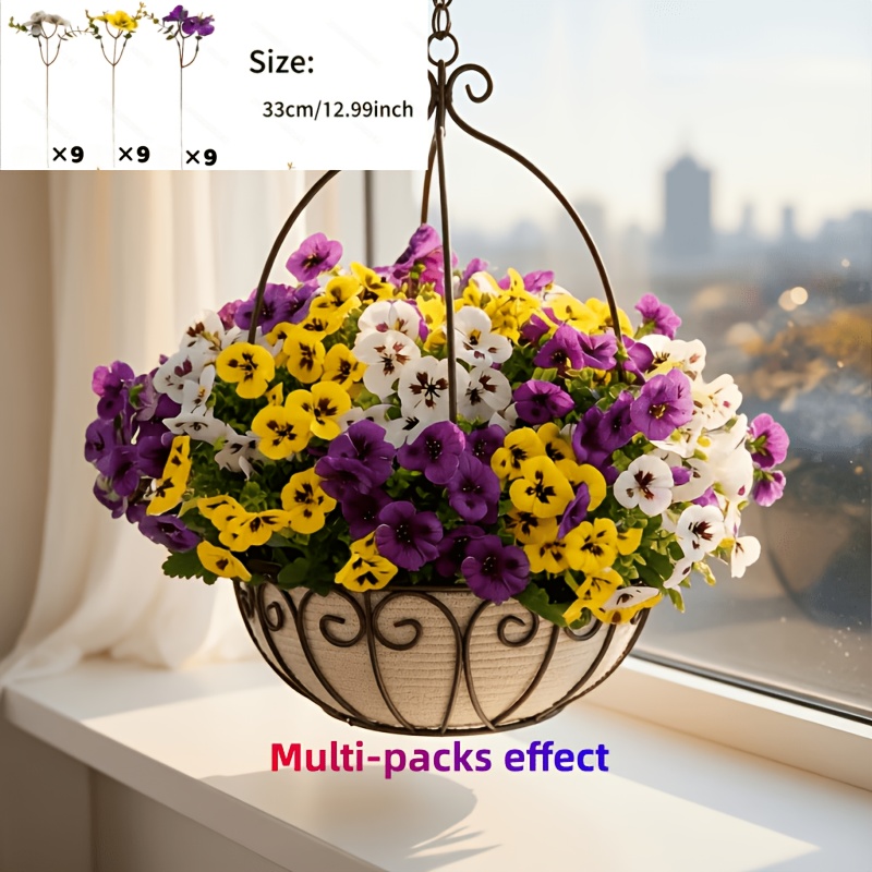 TEMU 81pcs=total 27 Bunches Of Artificial Pansies And Daisies, Home And Kitchen Supplies, Artificial Decorative Flowers, Holiday Decorations, Spring
