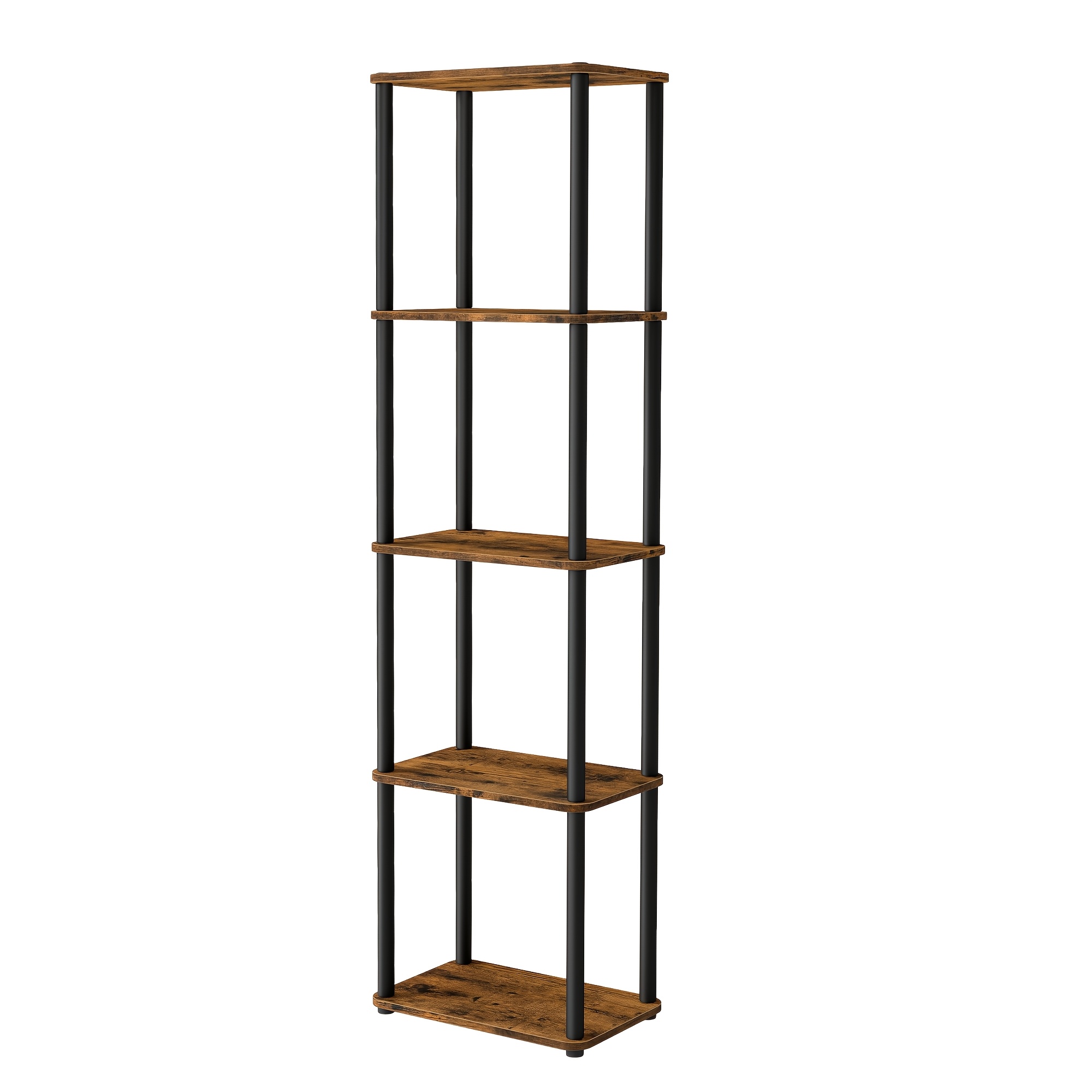 TEMU Space-saving 5-tier Corner Shelf - Toolless Assembly Bookshelf Suitable For Living Room, Freestanding Multi-tier Storage Organizer With Wood,