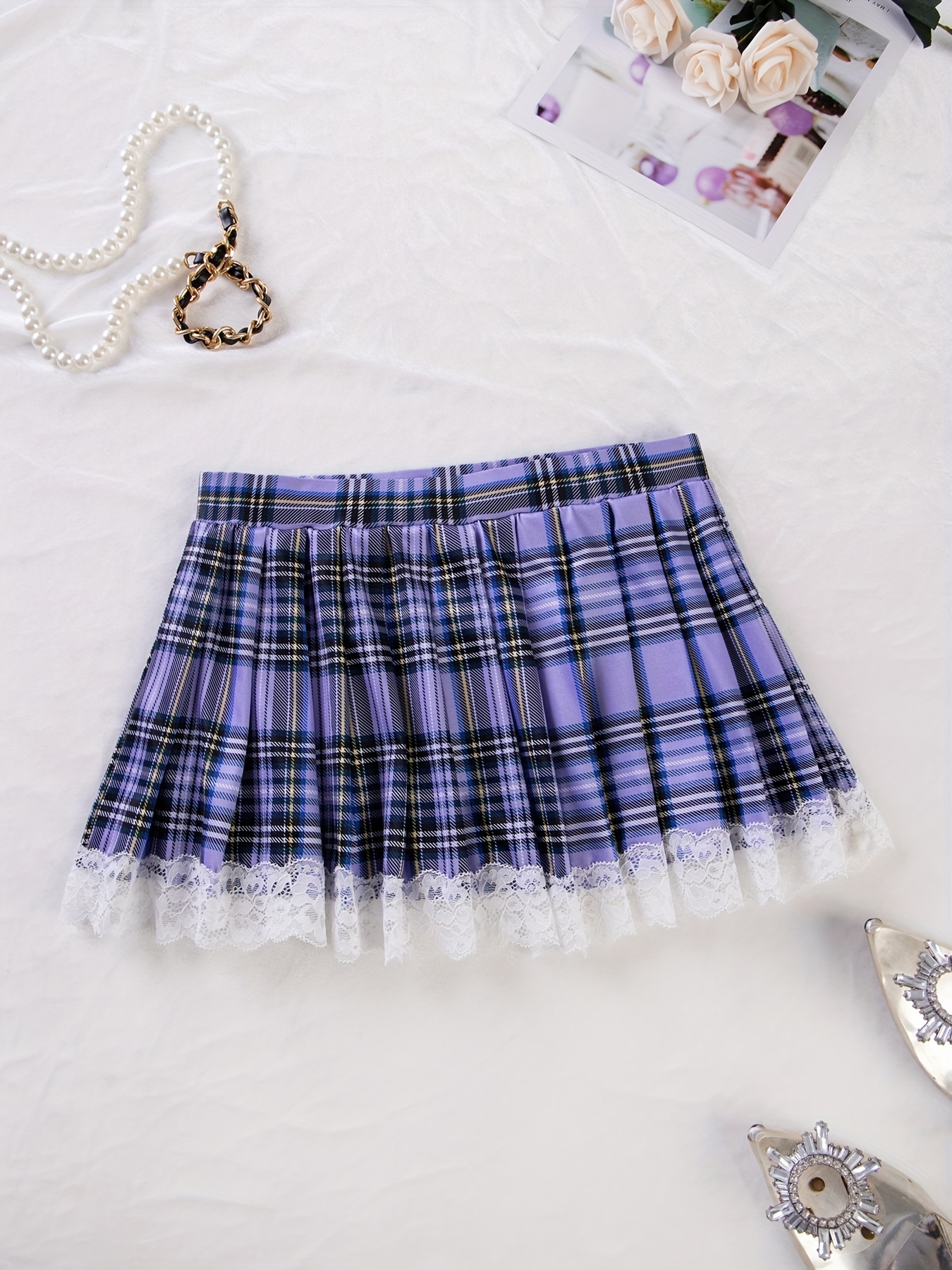 Royal blue hotsell plaid mini skirt