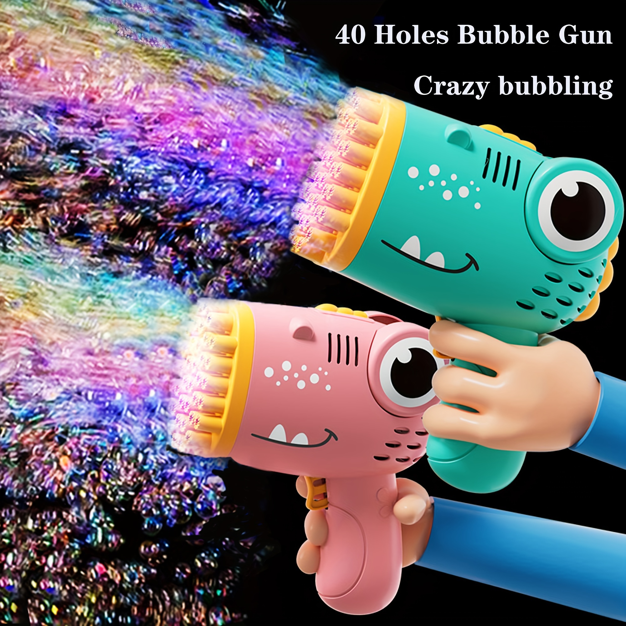 

40 Holes Bubble Gun Electric Automatic Blowing Bubble Rocket Cannon Bubble Machine, Portable Outdoor Party Led Toy (bubble Liquid And Battery Not Included) Christmas Halloween Birthday Gift