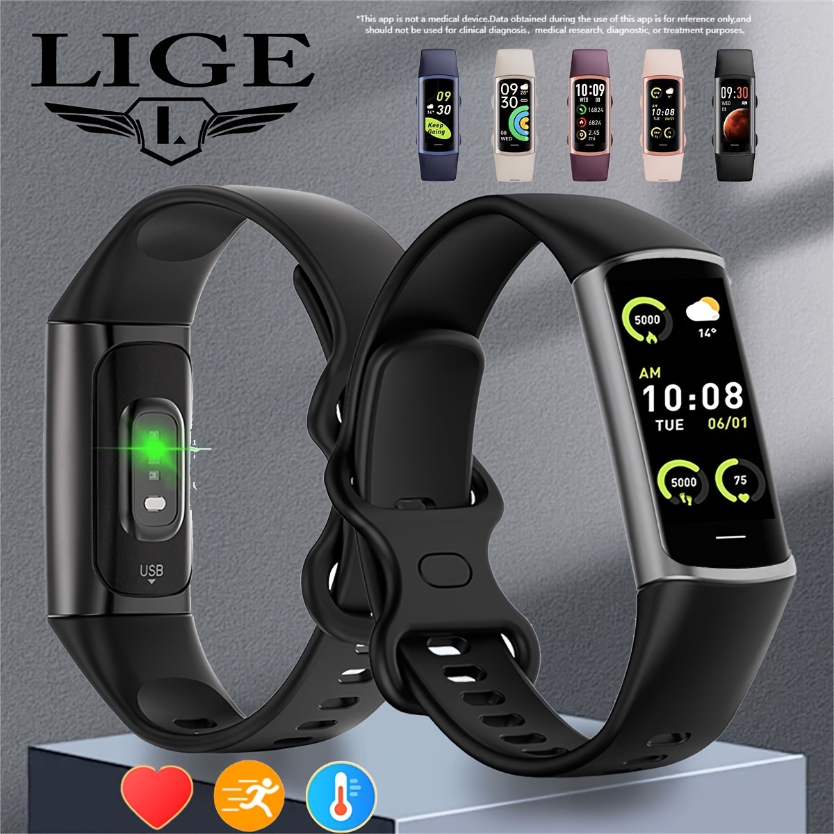

Smart Watch Fitness /sports Mode/compact And Portable/full Color Screen/replaceable Wristband/long Battery Life/listen To Music/read Information/weather/data