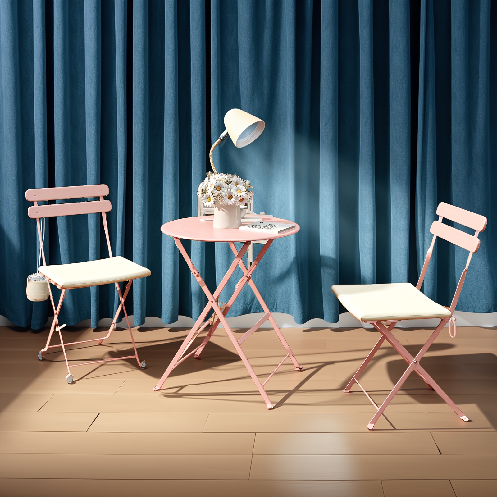 3pcs Patio Bistro Set Outdoor Furniture Set Folding Bistro Table And Chairs With Premium Steel Frame Weather Resistant Conversation Set For Bistro Balcony Porch Yard Garden