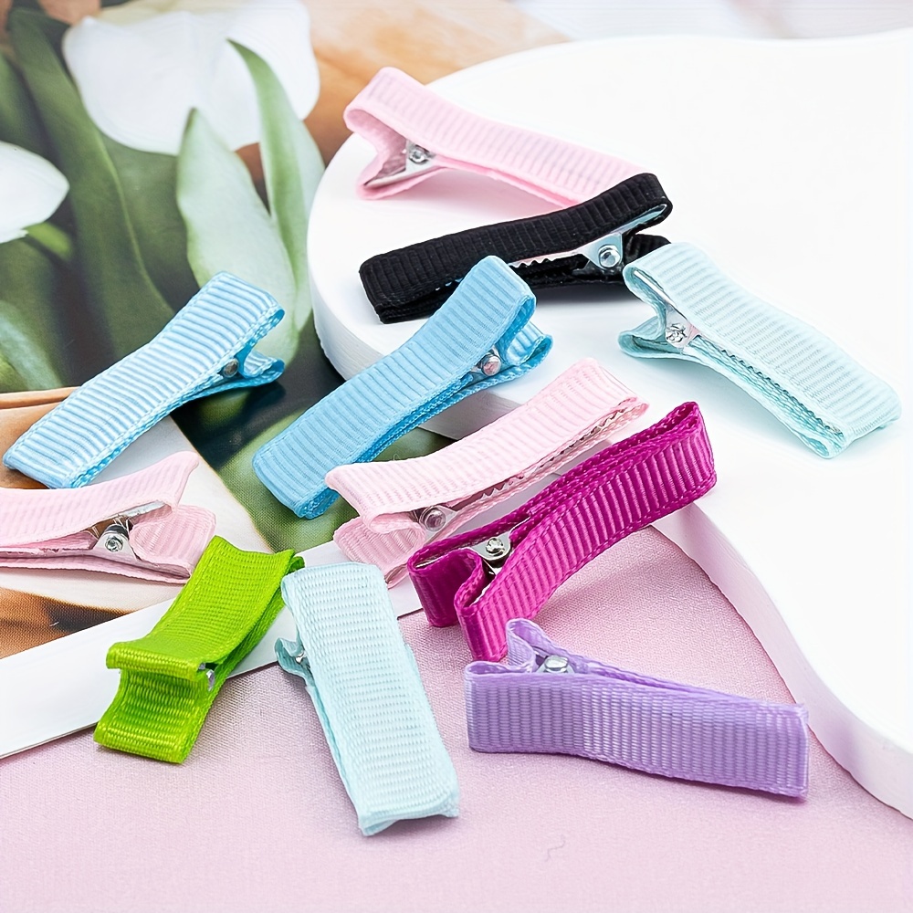 

20pcs Mixed Color Ribbed Fabric Hair Clips - 3.5cm Polyester Fiber, Making Supplies & Decorative Accessories