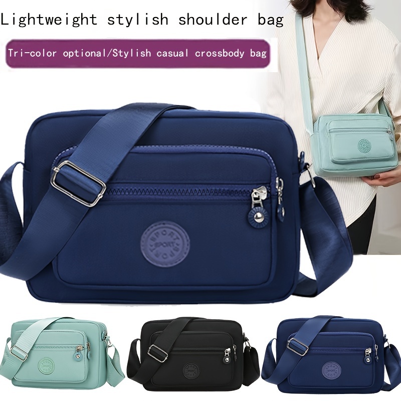 

Sac Bandoulière Léger et Élégant en Nylon pour Femmes avec Sangle Réglable - Bleu Marine, Vert , Noir - pour , l' & les Quotidiens, Petit Sac Bandoulière