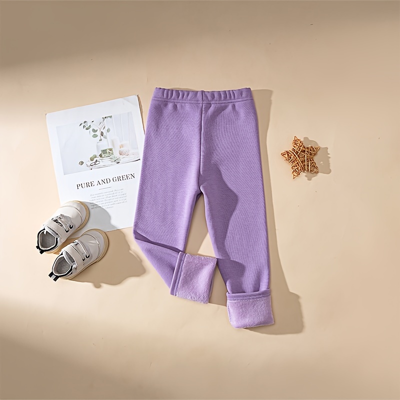 1-pack/4-12 Years Old Girls' Winter Thickened Fleece-lined Warm Underwear Pants For Students, Cold , , Thick Material, Thermal Undergarments, School Students