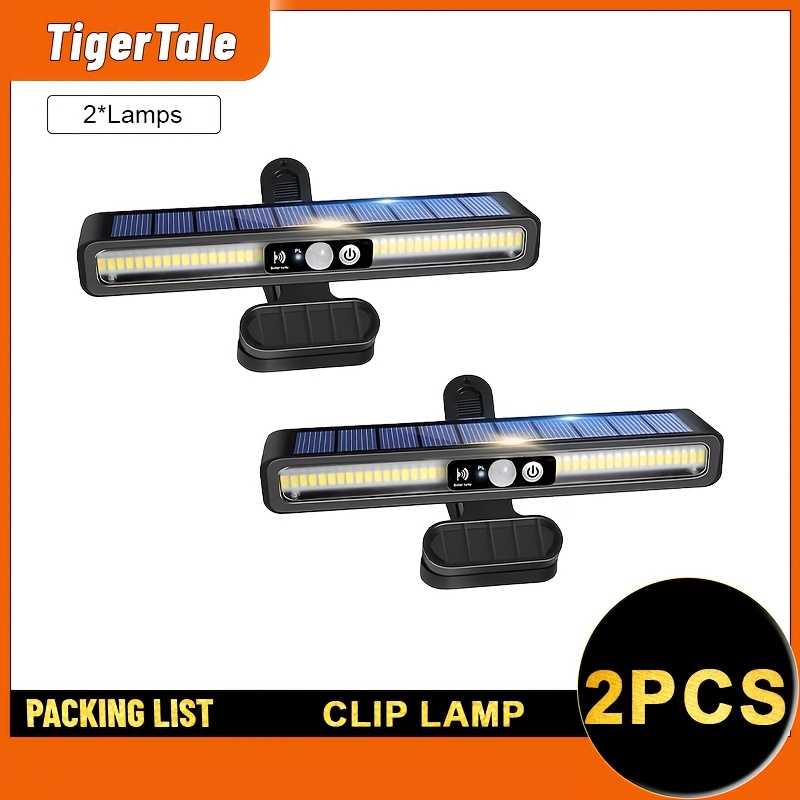 TEMU 2pcs Fence Light, Ip65 Outdoor Led Wall Lights, Smart Lamp, Motion Sensing Floodlight, Solar Rechargeable, Area Lighting, Emergency Floodlight,