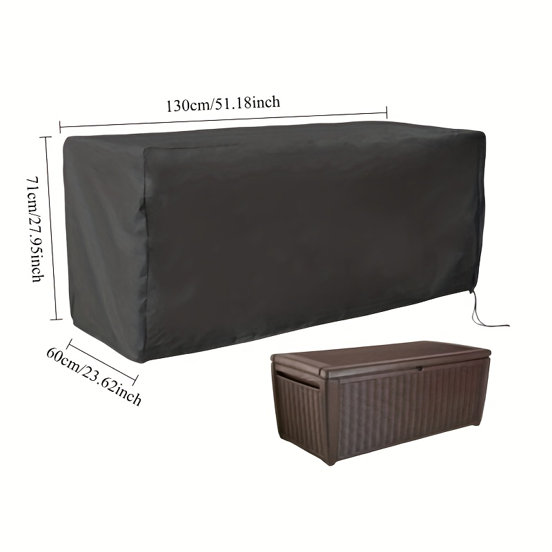 TEMU 1 Housse de boîte de rangement noire robuste - pour table de mobilier d'extérieur de jardin, coussin de terrasse, boîte de rangement d'outils et