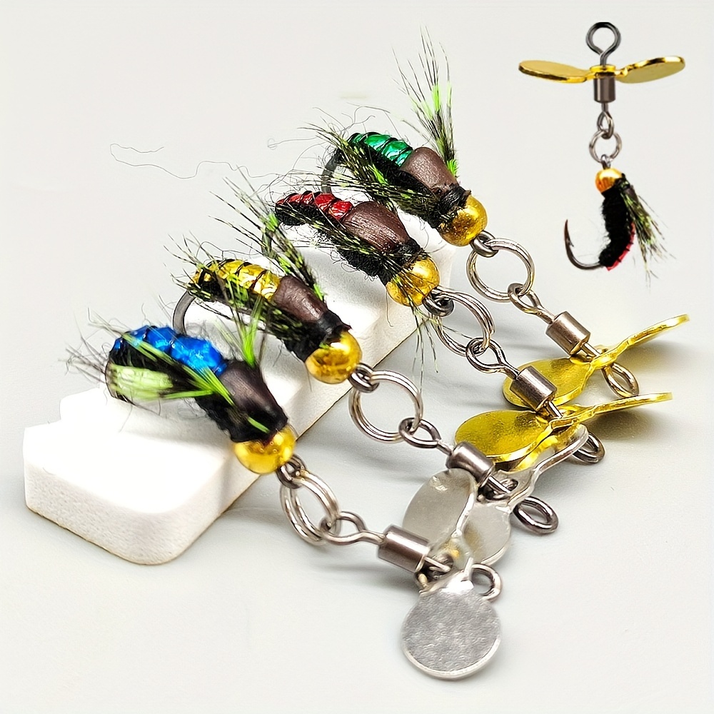 

6pcs Fly Fishing Lure, Bionic Mini Propeller Flies, Fishing Accessories For Salmon And Trout