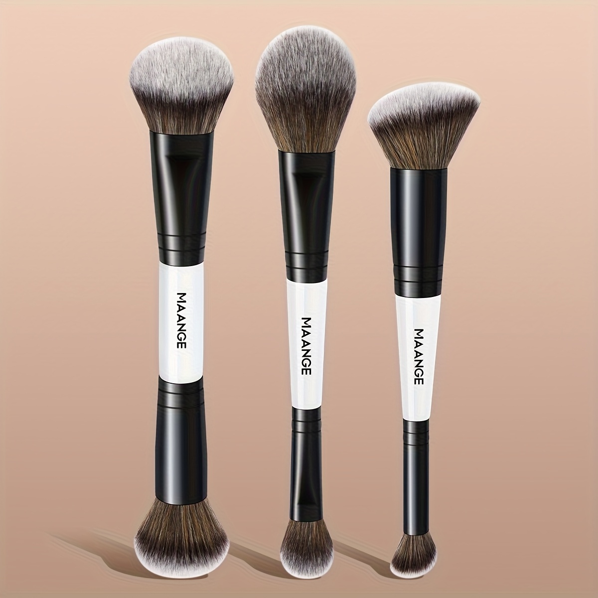 Image of Maange 3pcs Facial Makeup Brush Set, Foundation Brush, Blush Brush, Concealer Brush, Soft Bristle, Daily Use, Women's Gift, Kabuki Makeup Brush