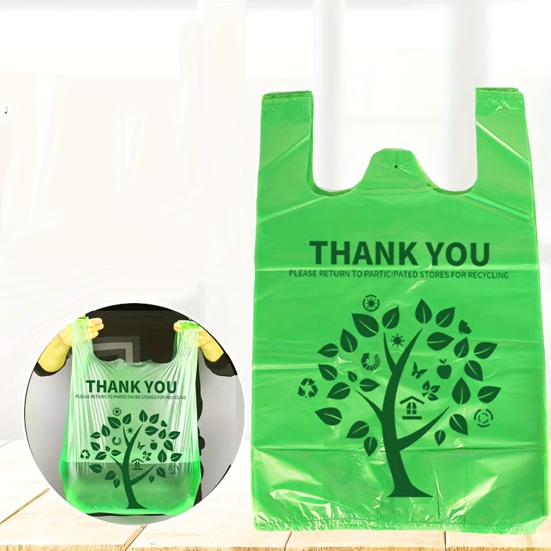 200-Pack Groene T-Shirt Plastic Tassen, Herbruikbare Boodschappentas  Wegwerp Supermarkt Tas voor Kleine Bedrijven, Boodschappen, Winkelen