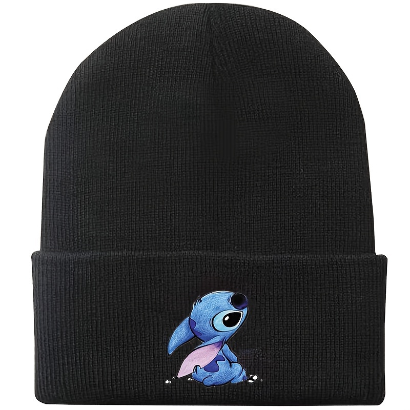 

Licenced Cartoon Stitch Beanie Hat, Unisex Warm Knit Winter Cap, Casual Student Fashion Accessory, Nylon Material, Hand Wash Or , Elegant Style, Cartoon Print, , Knitted