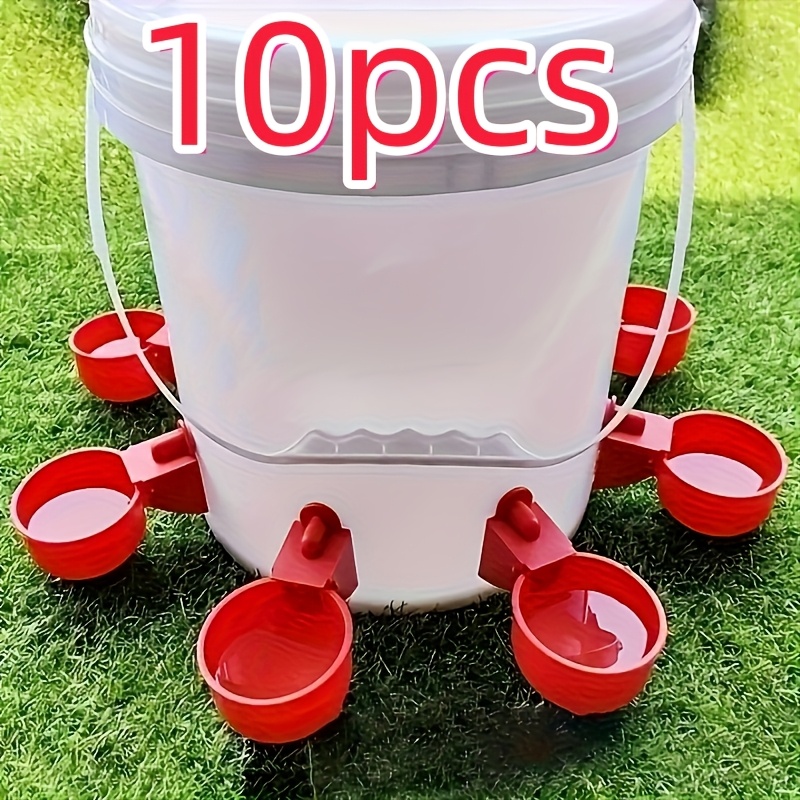 10pcs Automatic Poultry Waterer Set, Red Plastic Chicken Drinking System - Self- Waterer Kit For Ducks, Geese, Turkeys, And Rabbits, No Electricity Required